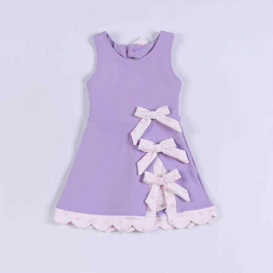 preorder GSD3317 Yoga Solid Color Purple Bows Sleeveless Skorts Girls Dress