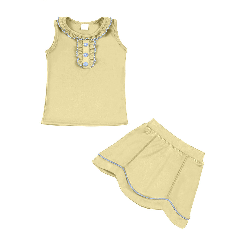 preorder GSD3334 Yoga Solid Color Yellow Sleeveless Skorts Girls Set