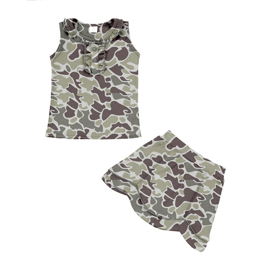 preorder GSD3344 Yoga Hunting Camo Sleeveless Skorts Girls Set