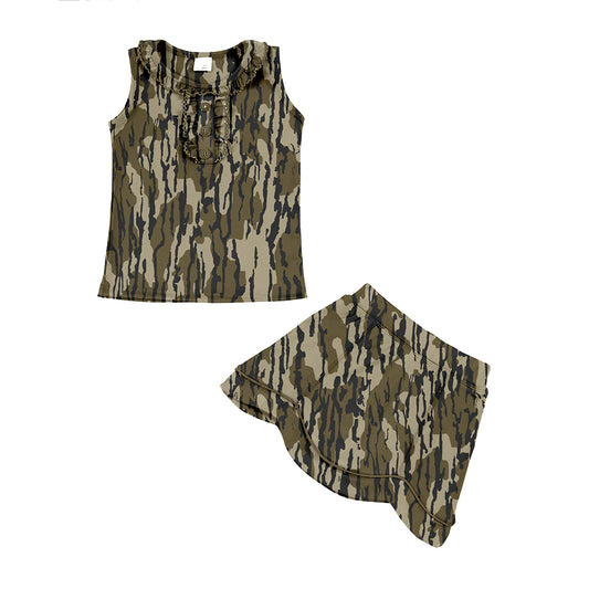 preorder GSD3345 Yoga Hunting Camo Sleeveless Skorts Girls Set