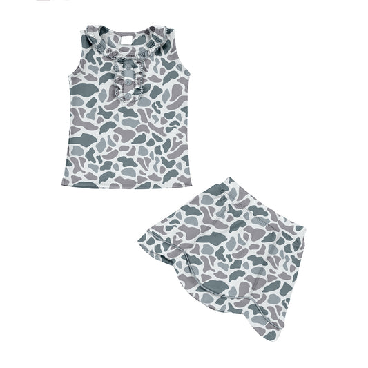 preorder GSD336 Yoga Hunting Camo Sleeveless Skorts Girls Set