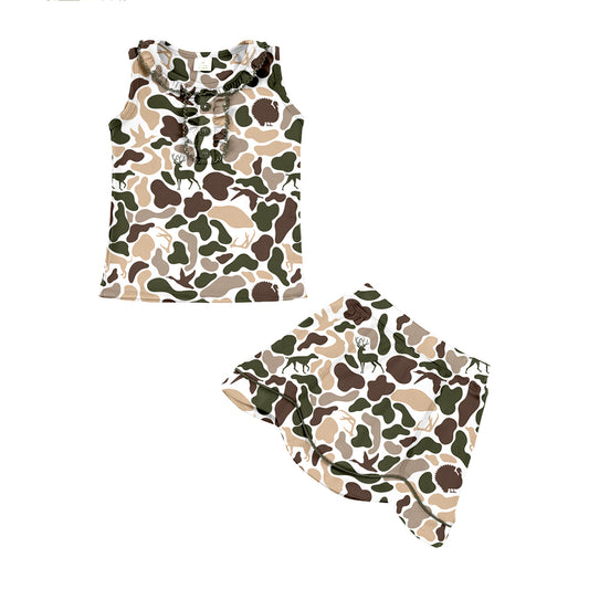 preorder GSD3349 Yoga Hunting Camo Sleeveless Skorts Girls Set