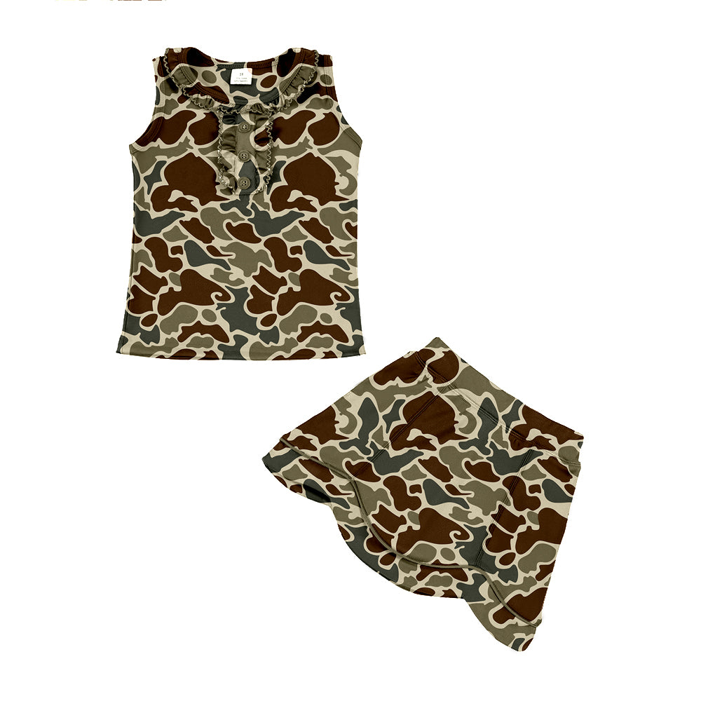 preorder GSD3351 Yoga Hunting Camo Sleeveless Skorts Girls Set