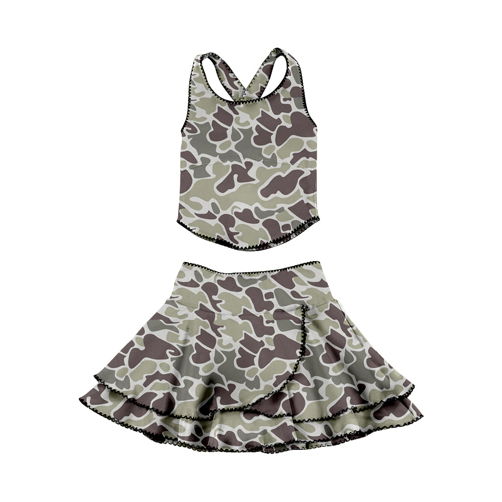 preorder GSD3352 Yoga Hunting Camo Sleeveless Skorts Girls Set