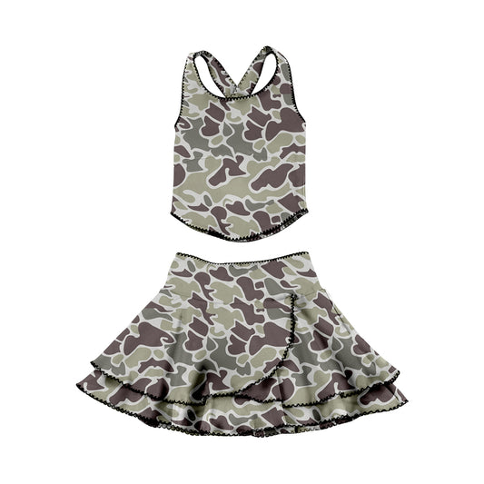 preorder GSD3352 Yoga Hunting Camo Sleeveless Skorts Girls Set