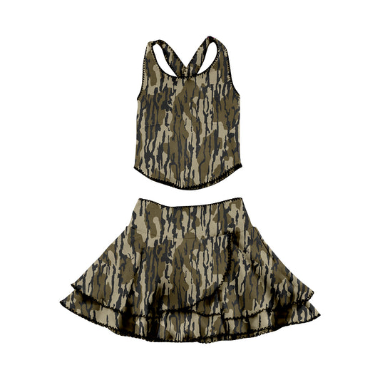 preorder GSD3353 Yoga Hunting Camo Sleeveless Skorts Girls Set