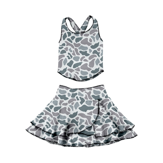 preorder GSD3354 Yoga Hunting Camo Sleeveless Skorts Girls Set