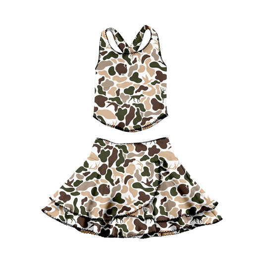 preorder GSD3357 Yoga Hunting Camo Sleeveless Skorts Girls Set