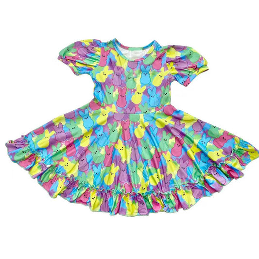 preorder GSD3365 Easter Peep Rabbit Short Sleeve Girls Dress