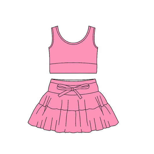 preorder GSD3377 Yoga Hot Pink Sleeveless Skorts girls Set