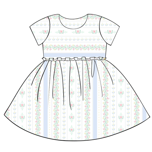 preorder GSD3400 Flowers Heart Short Sleeve Girls Dress