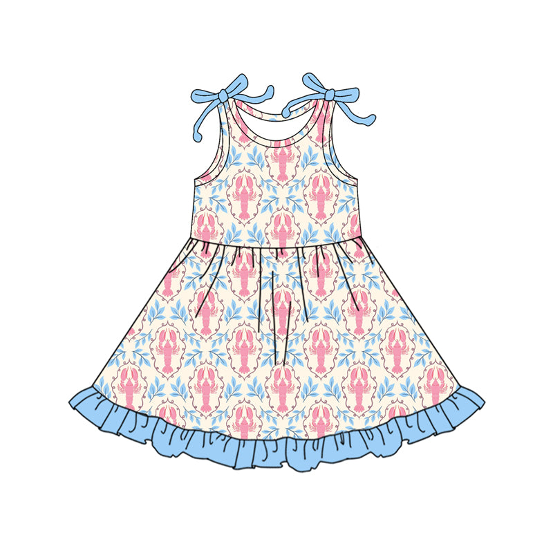 preorder GSD3401 Crayfish Blue Sleeveless Girls Dress
