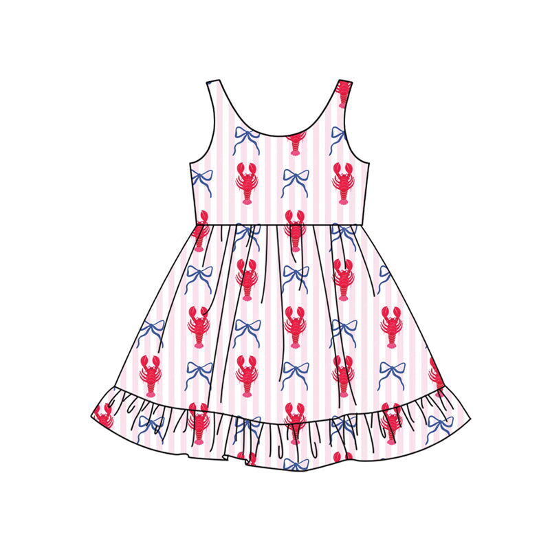 preorder GSD3402 Crayfish Bows Pink Sleeveless Girls Dress