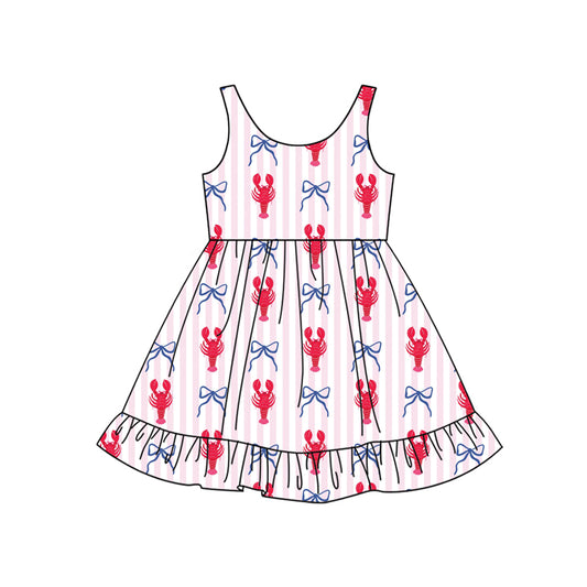 preorder GSD3402 Crayfish Bows Pink Sleeveless Girls Dress