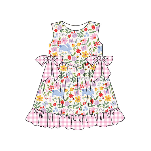 preorder GSD3405 Easter Flowers Bunny Rabbit Sleeveless Girls Dress