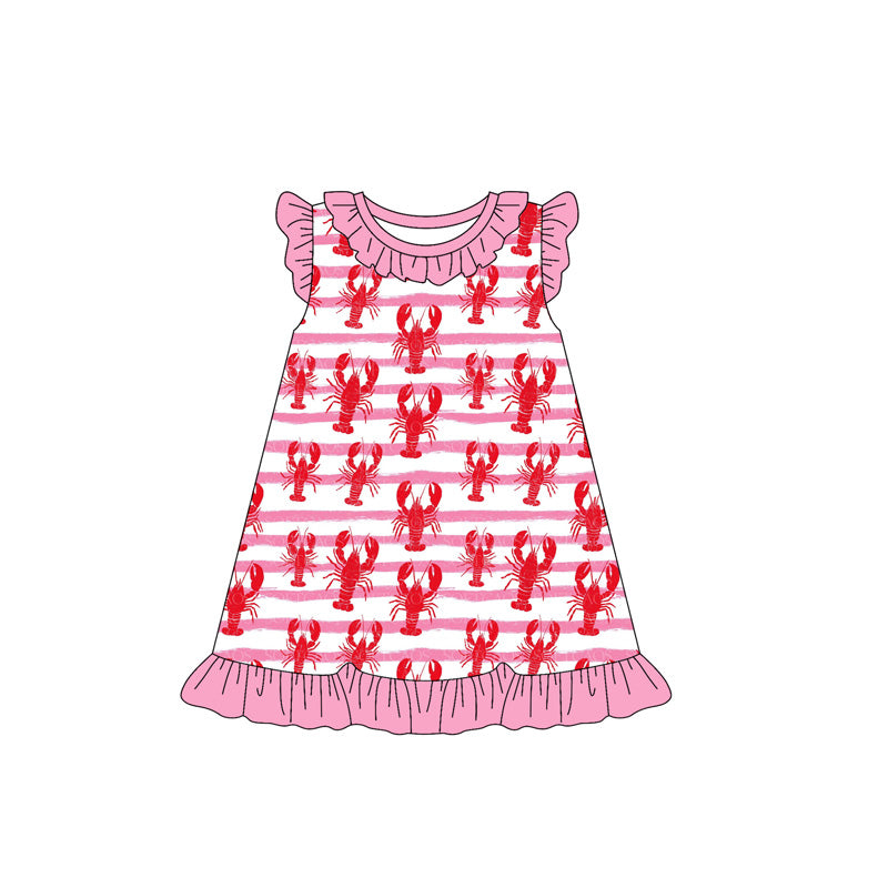 preorder GSD3425 Crayfish Hot Pink Flutter Sleeve Girls Dress