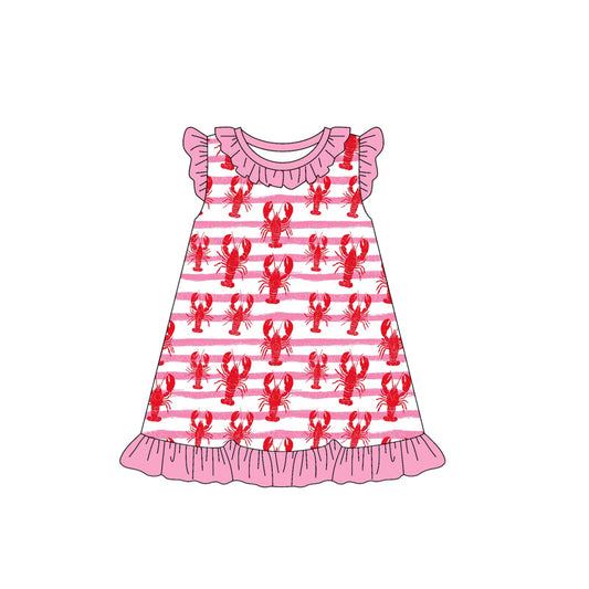 preorder GSD3425 Crayfish Hot Pink Flutter Sleeve Girls Dress