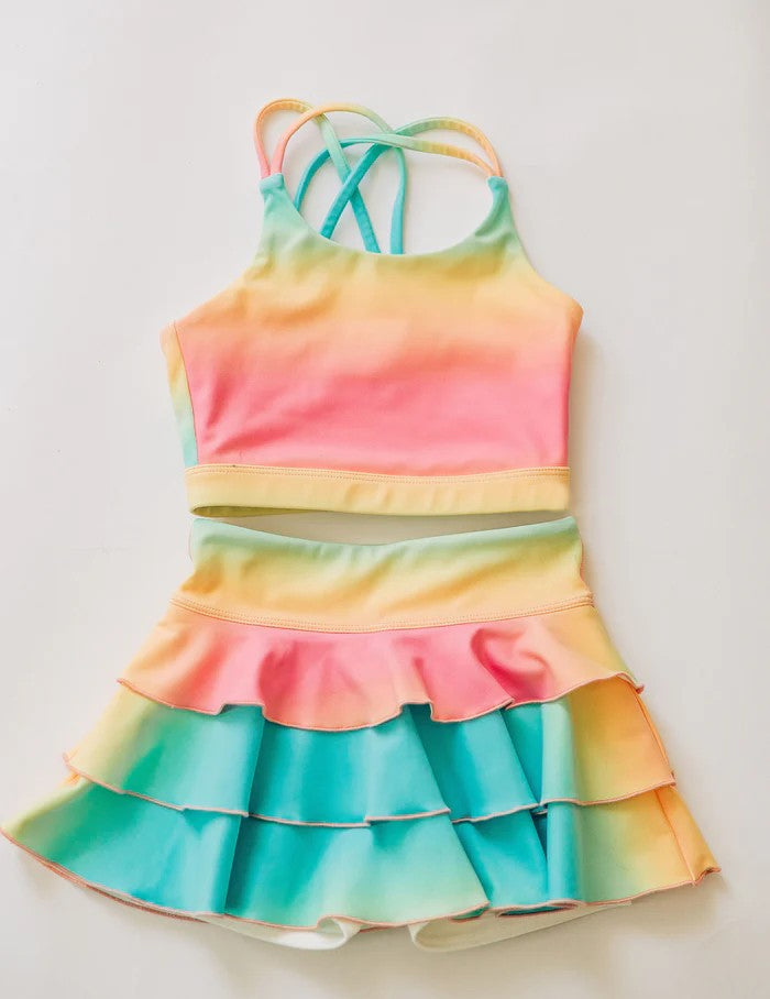 preorder GSD3433 Yoga Colorful Ink Pattern Girls Set