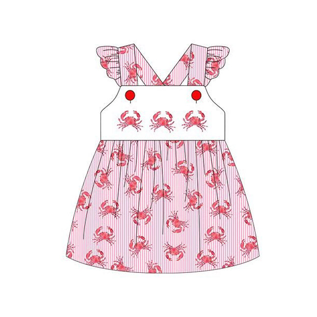 preorder GSD3469 Crab Pink FlutterSleeve Girls Dress