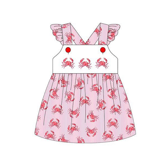 preorder GSD3469 Crab Pink FlutterSleeve Girls Dress