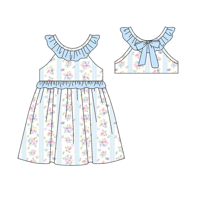 preorder GSD3481 Blue Flowers Girls Dress