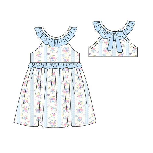 preorder GSD3481 Blue Flowers Girls Dress