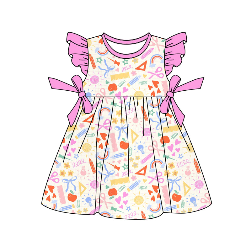 preorder GSD3487 Back To School Flutter Sleeve Girls Dress