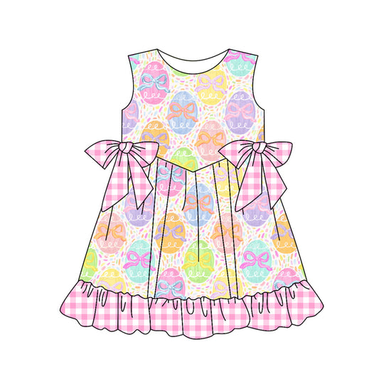 preorder GSD3492 Easter Egg Bows Colorful Sleeveless Girls Dress
