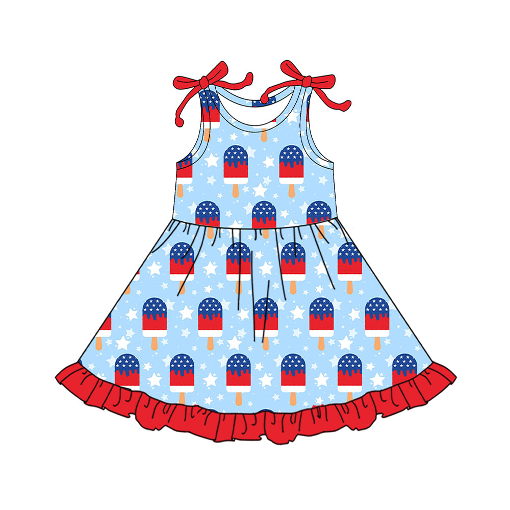 preorder GSD3502 July 4th Ice Star Blue Girls Dress