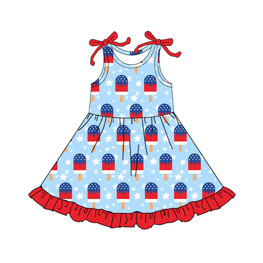 preorder GSD3502 July 4th Ice Star Blue Girls Dress