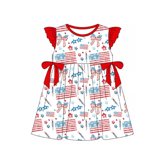 preorder GSD3513 July 4th Flag Bows Girls Dress
