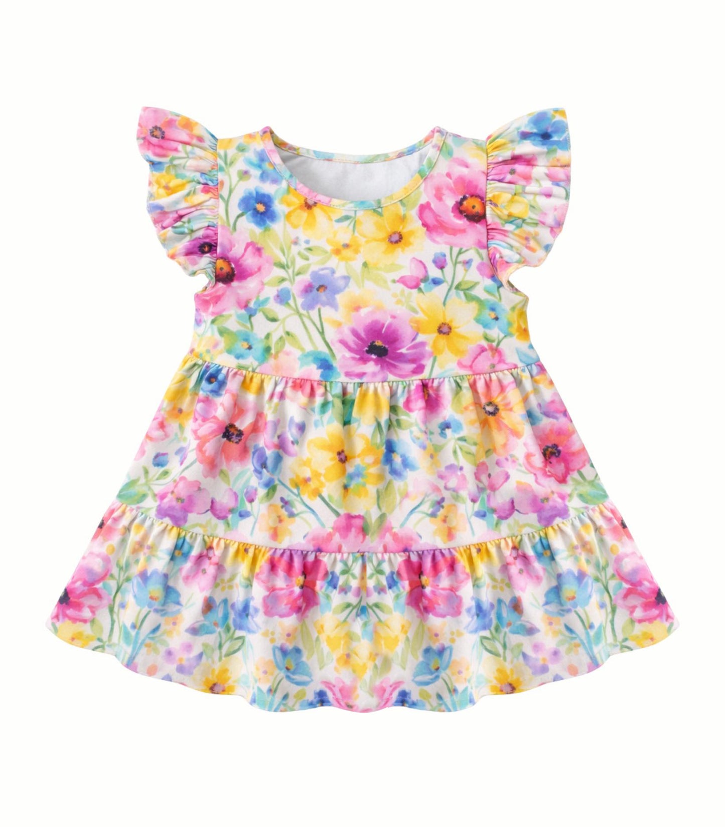 preorder GSD3532 Flowers Flutter Sleeve Girls Dress