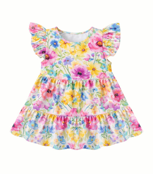 preorder GSD3532 Flowers Flutter Sleeve Girls Dress