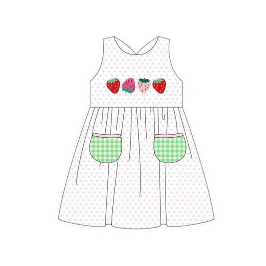 preorder GSD3535 Strawberry Sleeveless Pockets Girls Dress