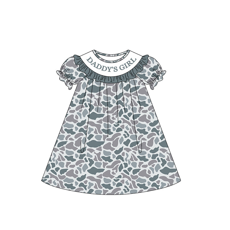 preorder GSD3541 Daddy's Girl Camo Short Sleeve Girls Dress
