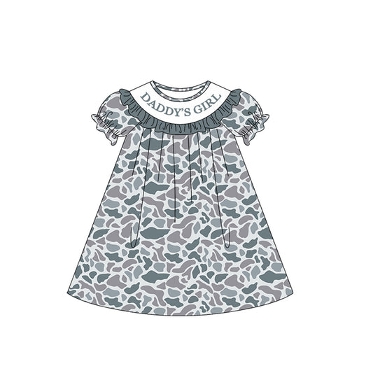 preorder GSD3541 Daddy's Girl Camo Short Sleeve Girls Dress