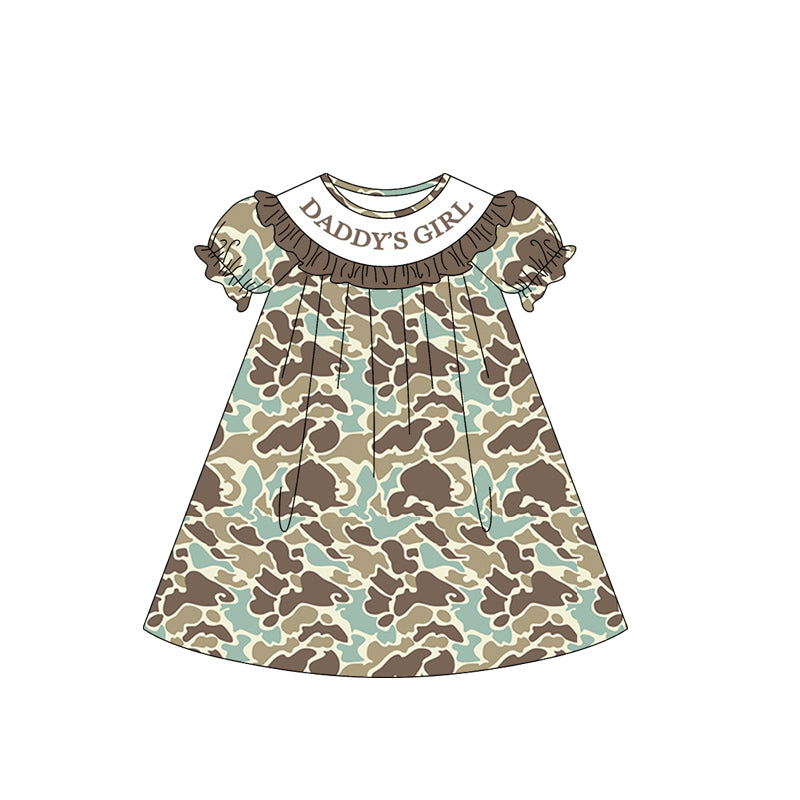 preorder GSD3542 Daddy's Girl Camo Short Sleeve Girls Dress