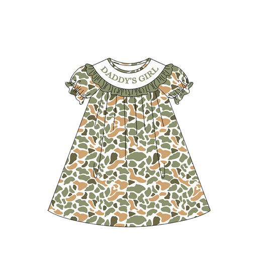 preorder GSD3545 Daddy's Girl Camo Short Sleeve Girls Dress