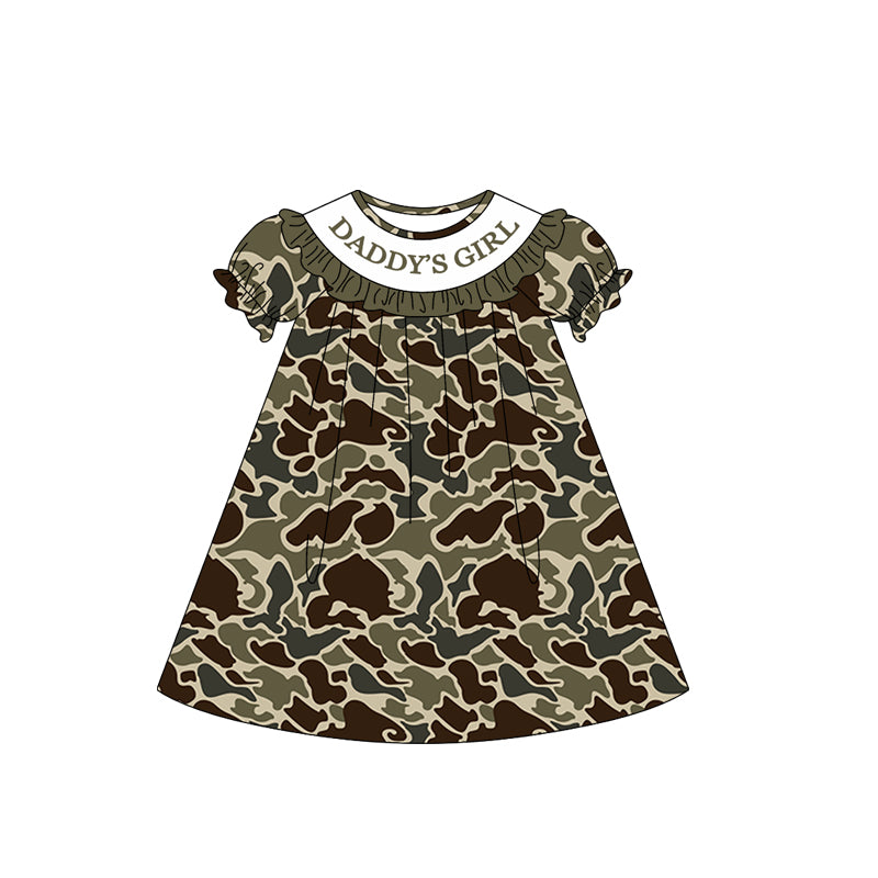 preorder GSD3546 Daddy's Girl Camo Short Sleeve Girls Dress