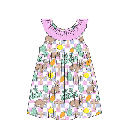 preorder GSD3550 Easter Rabbit Cross He Is Risen Girls Dress