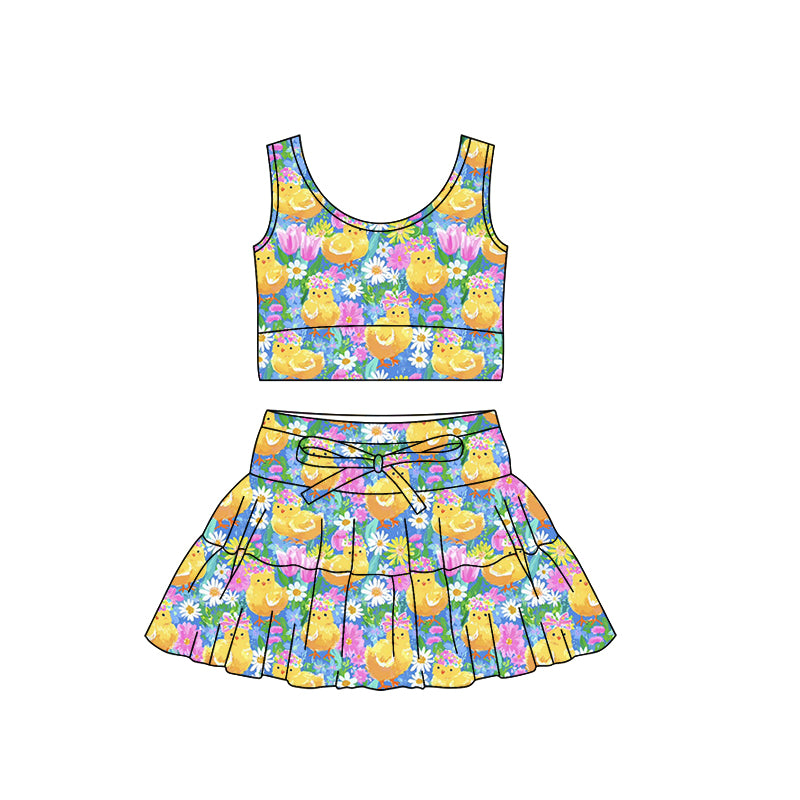 preorder GSD3564 Chick Flowrs Sleeveless Skorts Girls Set