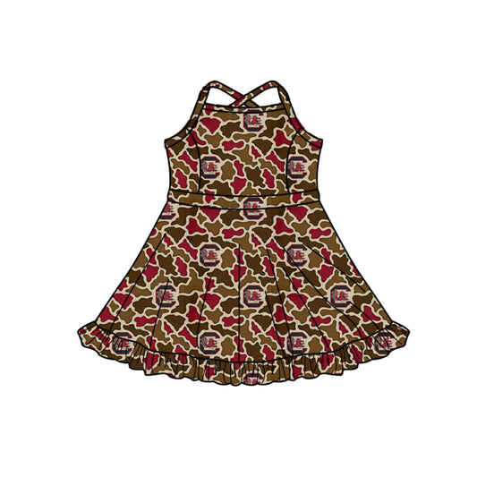 preorder GSD3591 Football Item Camo Sleeveless Skorts Girls Dress