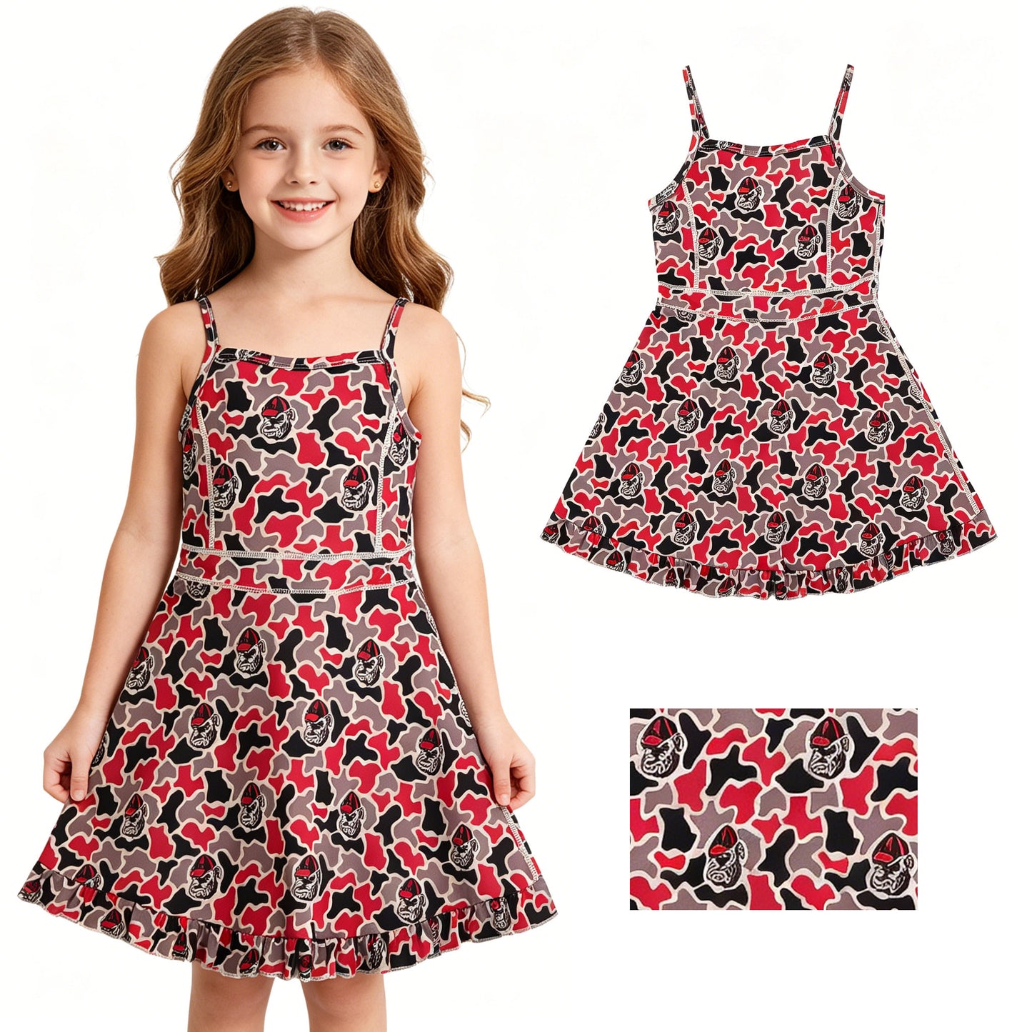 GSD3593 Yoga Team Camo Sleeveless Skorts Girls Dress
