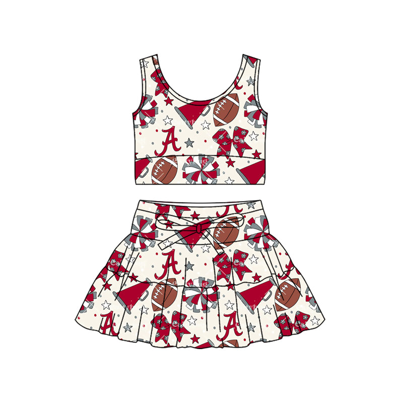 preorder GSD3595 Football Item Red Sleeveless Skorts Girls Set