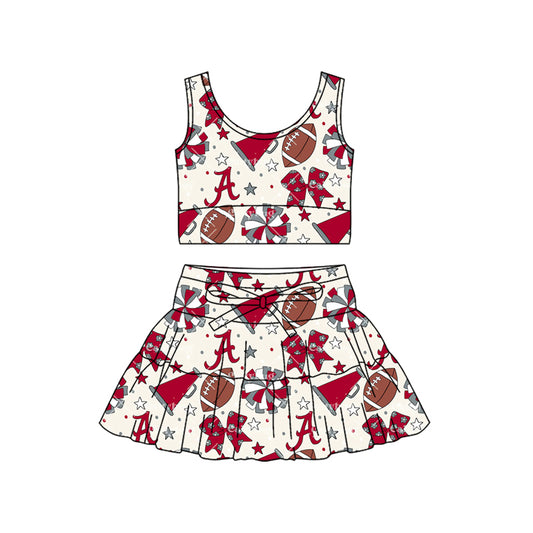 preorder GSD3595 Football Item Red Sleeveless Skorts Girls Set