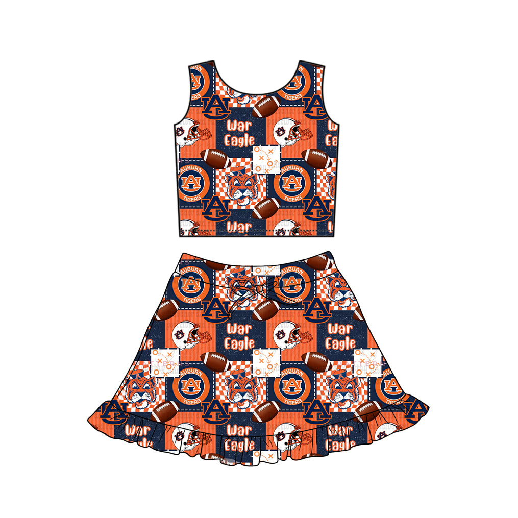 preorder GSD3611 Football Item Red Yellow Sleeveless Skorts Girls Set