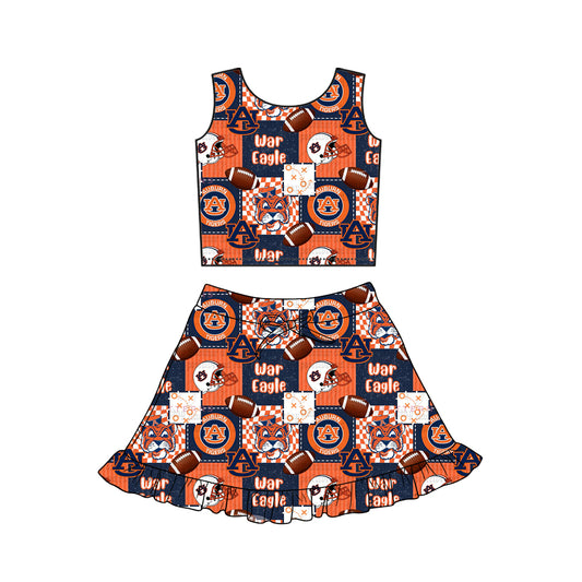 preorder GSD3611 Football Item Red Yellow Sleeveless Skorts Girls Set