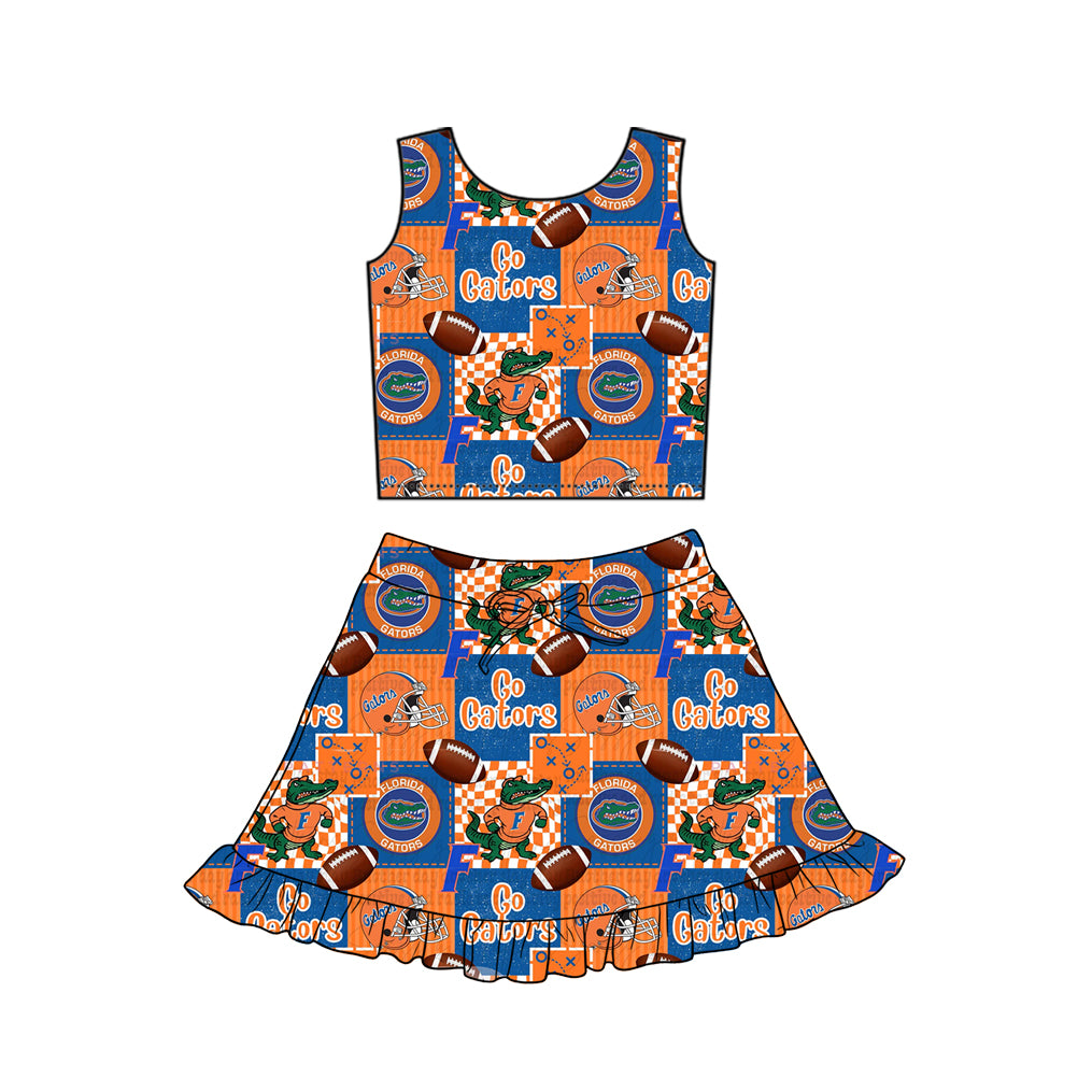preorder GSD3612 Football Item Red Yellow Sleeveless Skorts Girls Set