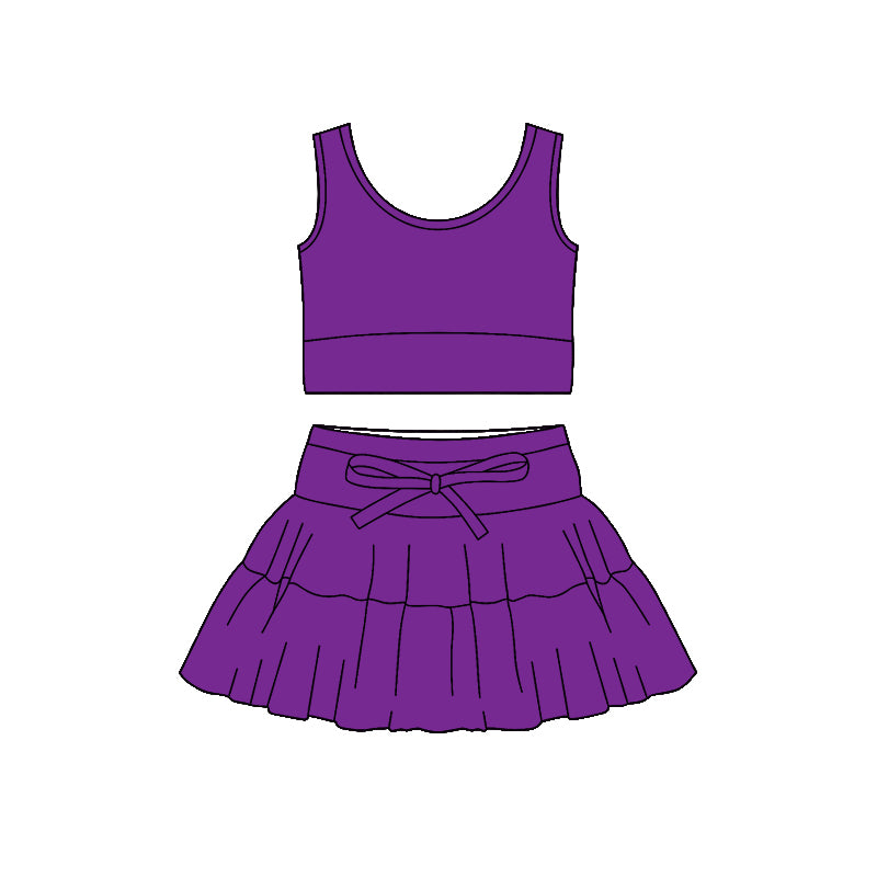 preorder GSD3617 Yoga Purple Sleeveless Skorts Girls Set