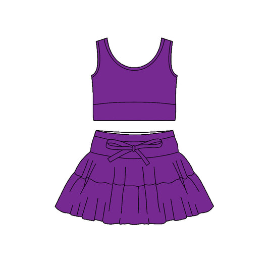 preorder GSD3617 Yoga Purple Sleeveless Skorts Girls Set